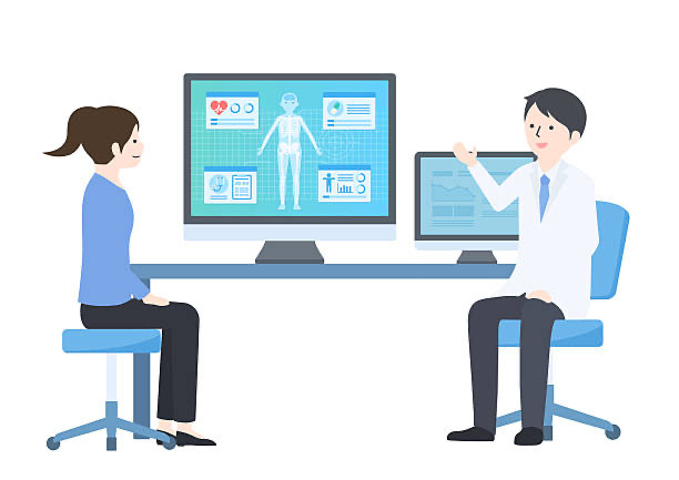 Doctor reviewing patient health data on screen